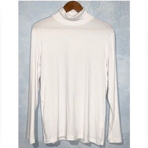 Longbida Men’s White Turtleneck Long Sleeve Casual Layering Shirt Medium